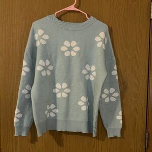 Maurices Light Blue Floral Sweater